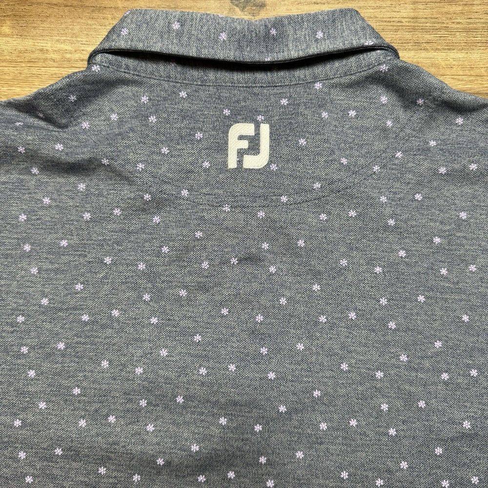 Footjoy Golf Polo Shirt Men's Large Gray Geometric Flower Print Performance - Picture 7 of 9